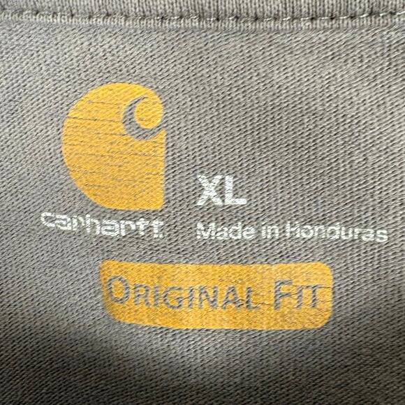 XL Charcoal Grey Long Cuffed Sleeved Original Fit Cotton Men’s Carhartt T-shirt - Picture 7 of 13